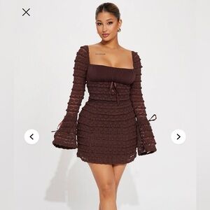 Fashion Nova Espresso Lace Mini Dress